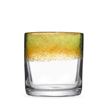 Load image into Gallery viewer, Rocks glass with a blue / teal color stripe.