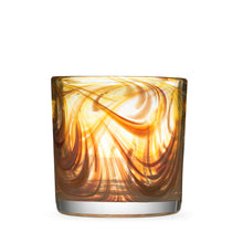 Load image into Gallery viewer, Oak Grain style Rocks Glass with amber and tan swirls.