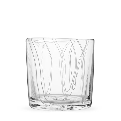 Simpatico in White rocks glass with vertical fine white lines.
